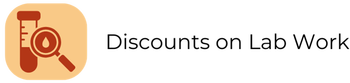 ICON OF BLOOD TEST  with text Discounts on lab work