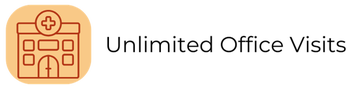 ICON OF MEDICAL OFFICE with text Unlimited Office Visits